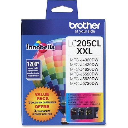 Brother Super High Yield Cyan, Magenta & Yellow Ink Cartridge, 3PK LC2053PKS