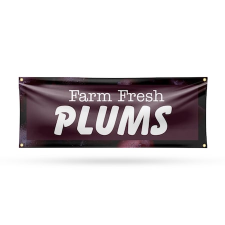 Signmission Farm Fresh Plums, 18 Inch x 48 Inch, Vinyl Banner B-30609
