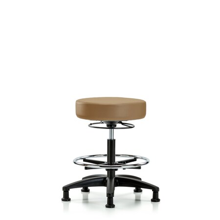Blue Ridge Ergonomics Vin Stool without Back-Medium Bench Ht with Chr Foot Ring and Stat Glides in Taupe Trailblazer Vin BR-VMBSO-RG-CF-RG-8584