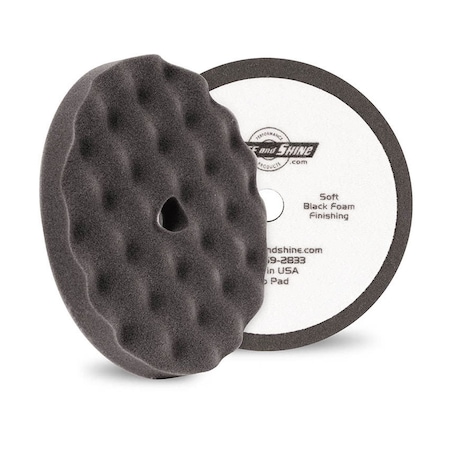 Buff And Shine Grip Pad, 8 in Dia, 1 in THK, Hook and Loop Attachment, Foam Pad, Black, 2PK 820FBW