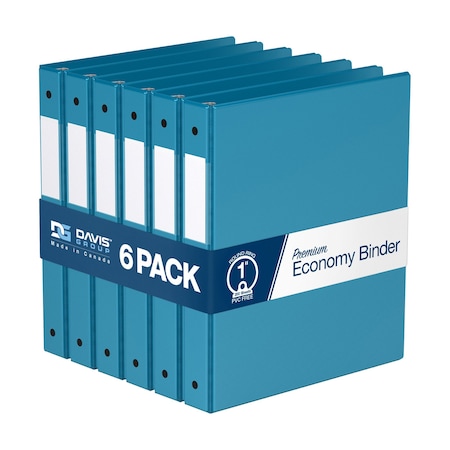 Davis Group Premium Economy, Round Ring, Binder, (Turquoise Blue, 1"), PK6 2311-52-06