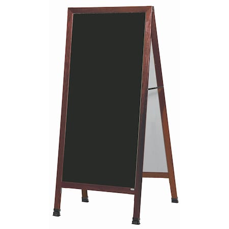 Aarco Extra Large A-Frame Sidewalk Board, Black Porcelain Markerboard Solid Red Oak Frame, 68''Hx30''W MLA5SB