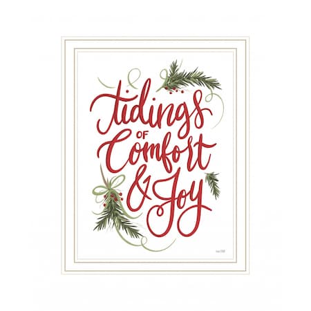 Homeroots Tidings of Comfort and Joy 1 White Framed Print Wall Art 416148