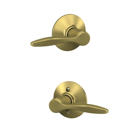 Schlage Residential Delfayo Lever Passage Lock with 16080 Latch and 10027 Strike Satin Brass Finish F10DEL608