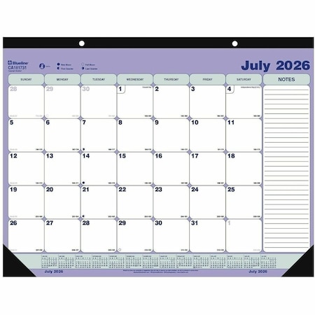 Blueline Academic 13-Month Desk Pad Calendar, 21.25 x 16, Black Headband, 13-Month (July to July): 2024-2025 CA181731