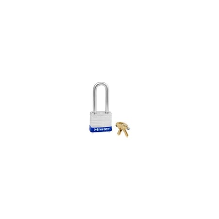 Master Lock No. 7 Laminated Steel Padlock, 1/2" W x 1-1/2" H, 3/16" Dia Shackle, Silver/Blue, Keyed Alike P150 7KALF P761