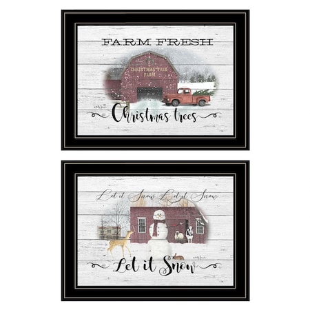 Homeroots Set Of Two Farm Christmas 2 Black Framed Print Wall Art, 2PK 407077