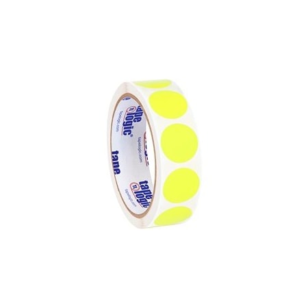 Bubblefast 1'' Fluorescent Yellow Inventory Circle Labels BFDL611L