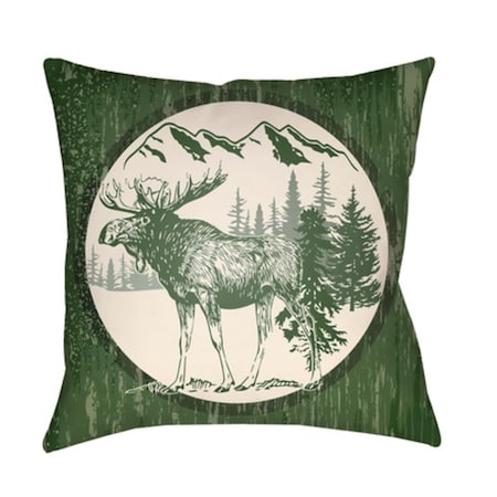 Artistic Weavers Lodge Cabin Moose Poly Filled Pillow - Dark Green & Beige - 22 x 22 in. LGCB2019-2222