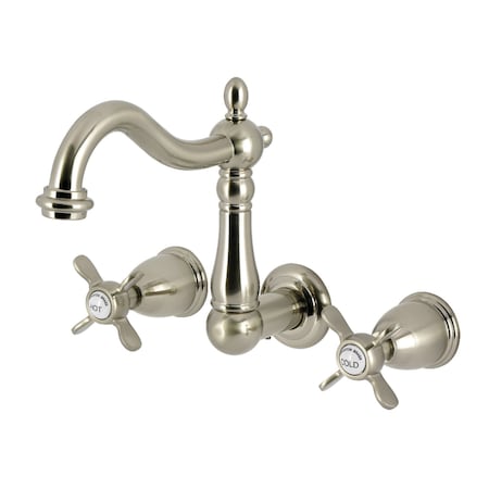 Kingston Brass Double-Handle Wall Mount Bathroom Faucet, Brushed Nickel KS1258BEX