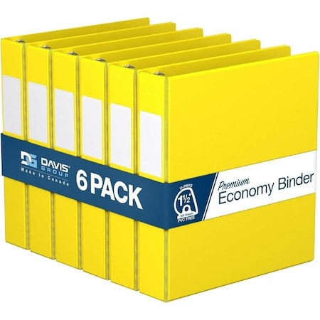 Davis Group Premium Economy, Angle D Ring, Binder, (Yellow, 1.5"), PK6 2302-05-06