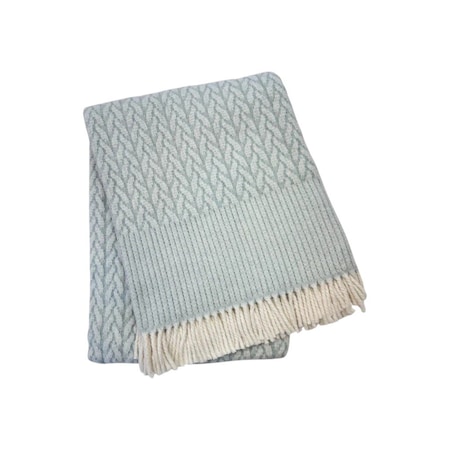 Homeroots 55" X 70" Sky Blue Cotton Blend Woven Plush Throw Blanket with Fringe 632925