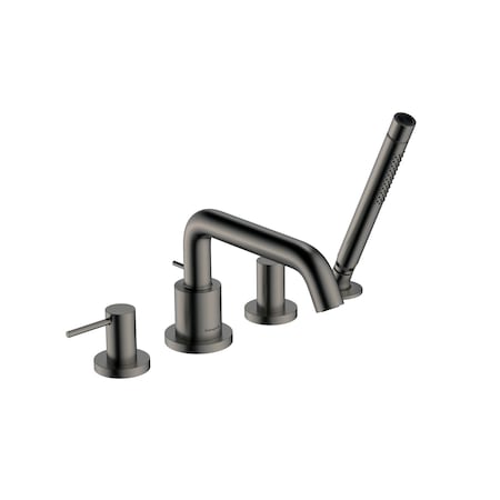 Hansgrohe Tecturis S 4-Hole Roman Tub Set Trim with 1.75 Handshower in Brushed Black Chrome 73442341