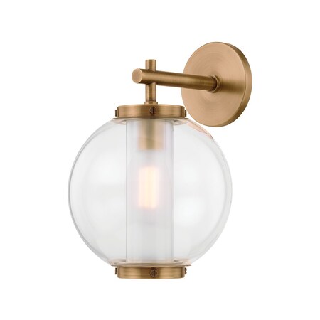 Troy Lighting Marco 1 Light Exterior Wall Sconce, Patina Brass, 9.5 In x 14 In B6214-PBR