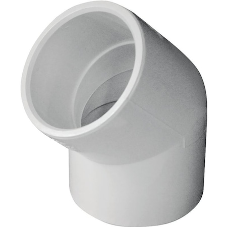 Genova LASCO Pipe Elbow, 112 in, Slip, 45 deg Angle, PVC, White, SCH 40 Schedule, 330 psi Pressure 417015BC