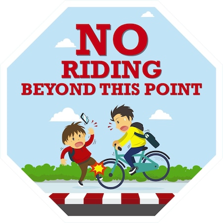 Lyle No Riding Beyond This Point (with Graphic), 12x12, Engineer Grade, White G-2088-EG_12x12