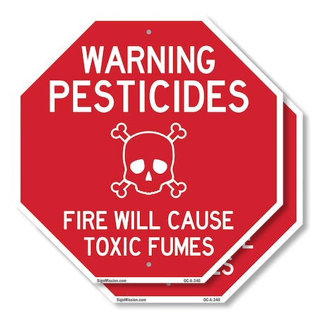 Signmission Warning Pesticides Fire Will Cause, 6 inch X 6 inch, Plastic Sign, 2PK OC-P-2PACK-6-340