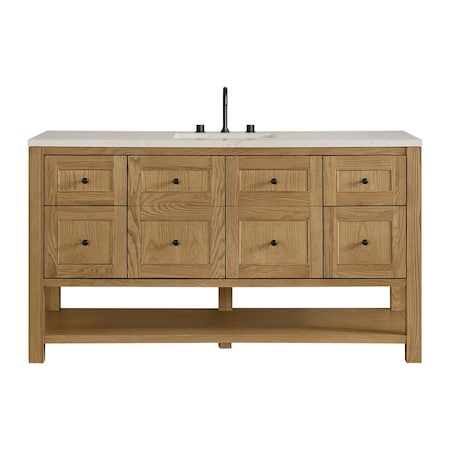James Martin Vanities Breckenridge 60" Sgl Vanity, Light Natural Oak, w/3 CM Siberian Silestone Top w/FreePower WirelessCha 330-V60S-LNO-FSFR