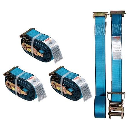 Mytee Products 2 ft ftx20 ft Heavy Duty E Track Ratchet Strap for Enclosed Trailers, 4000 lbs, 4PK ETKRS220x4