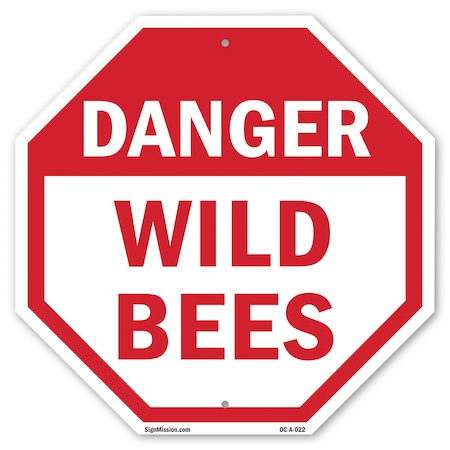 Signmission Danger Wild Bees, 6 Inch X 6 Inch, Plastic Sign OC-P-6-22