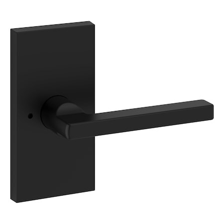 Baldwin Privacy Square Lever and Contemporary 5in Rose with 6AL Latch and Dual Strike Satin Black Finish PVSQUCFR190