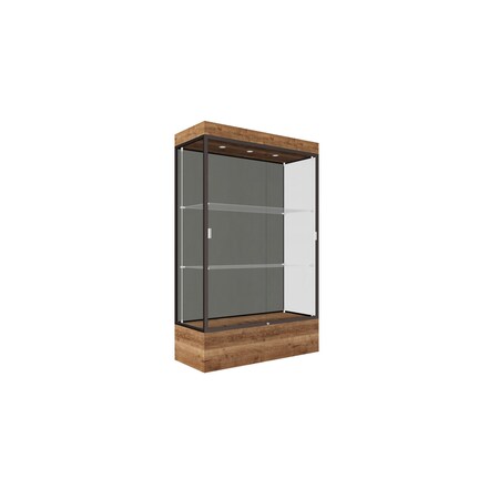 Ghent 76''H x 48''W x 20''D Edge Display Case 12'' Base w/ Slate Back & Dark Bronze Frame 94LFSL-BZ-PUO