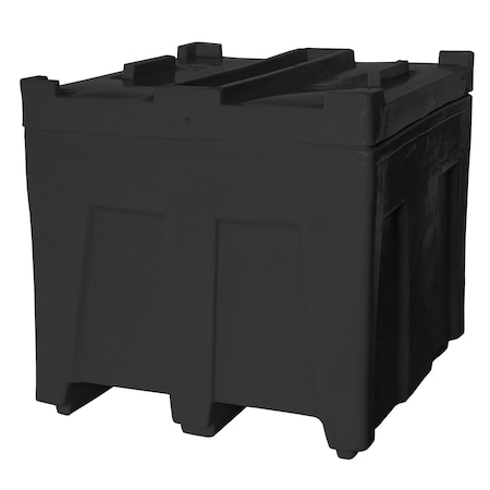 Myton Industries Stack Bulk Ship Container w/lid, 14.5 cubic ft., 800lb capacity, BLK SO-3626L BLACK