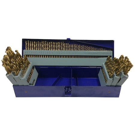 Drill America 115 Piece Tin Coated Jobber Length Drill Bit Set, 1/16"- 1/2", A - Z, No 1 - No 60 DWD115J-TN-SET