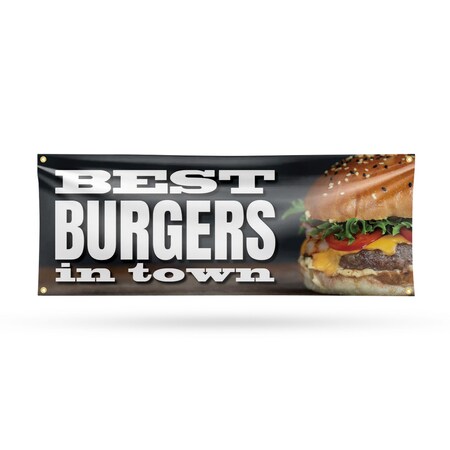 Signmission The Best Burgers In Town, 18 Inch x 48 Inch, Vinyl Banner B-30887