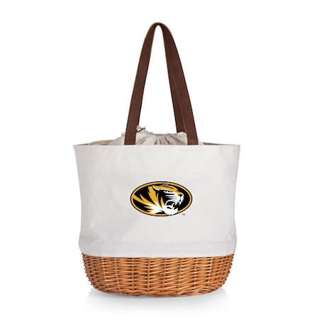 Picnic Time Family Of Brands NCAA Mizzou Tigers Coronado Canvas and Willow Basket Tote - Picnic Bag 203-00-187-394-0