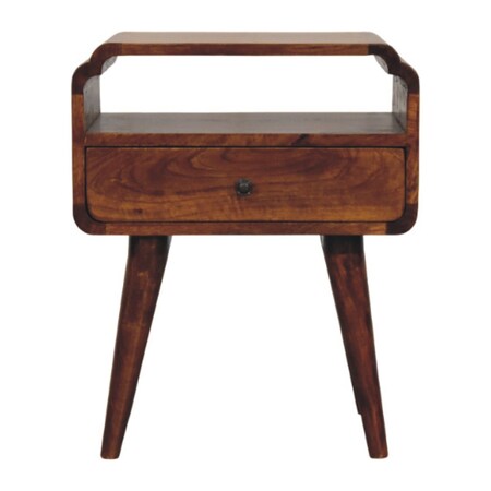 Homeroots 22" Chestnut Solid Wood Oval One Drawer Nightstand 651575