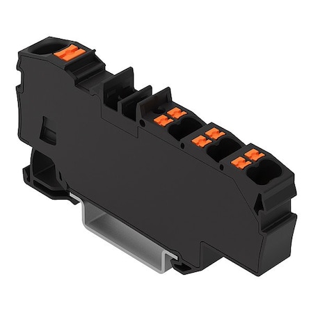 Wago Terminal Block, 2.91" L, 1.3" W, 800V, Black 2206-8035