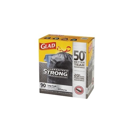 Bubblefast 90-Glad Drawstring Trash Bags - 30 Gallon, Black, 90PK BFGLAD30DSB
