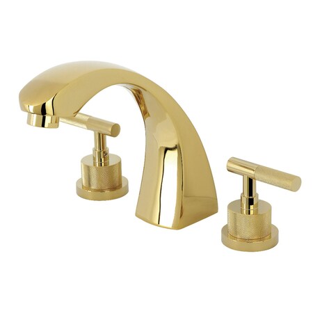 Kingston Brass Two-Handle Deck Mount Roman Tub Faucet with Knurled Handle, Polished Brass KS4362KNL