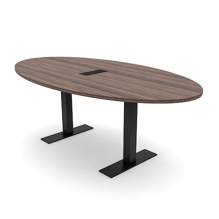 Skutchi Designs 6ft Oval Conference Table With Power | Harmony Series | 4 Person Meeting Room Table HAR-OVL-48X72-T.BK-H3041-EBLK