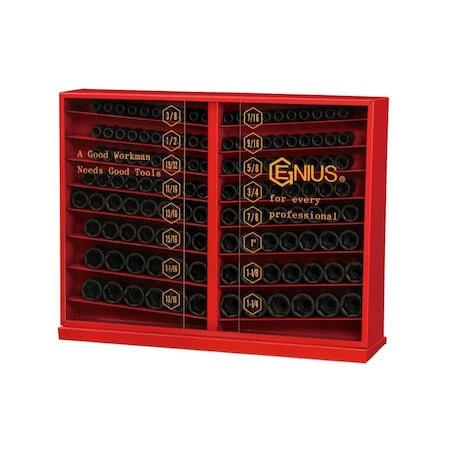 Genius Tools 133PC 1/2in Dr. SAE Deep Impact Socket Display (New Item # CD-4131M) CD-4133S