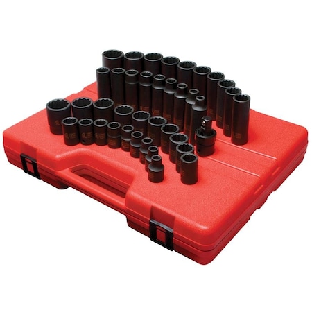 Sunex 1/2 in Drive Metric 12 Point Standard & Deep 39-Piece Master Impact Socket Set 2699