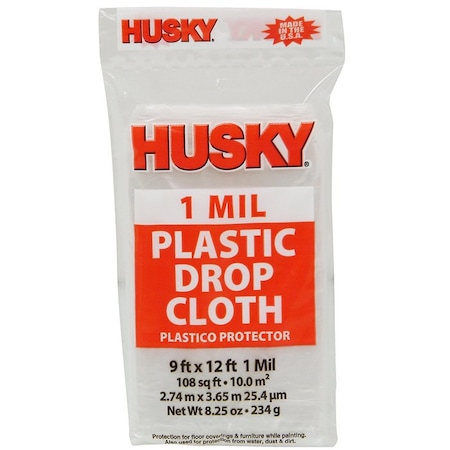 Husky 1-Roll of 9ft x 12ft Poly - America Plastic Dropcloth, 1-Mil DCHK-01