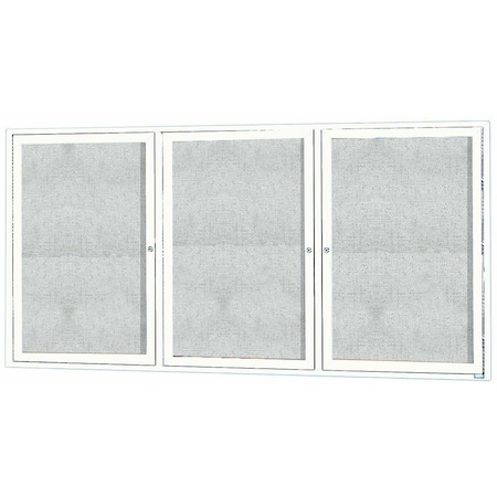 Aarco Outdoor Illuminated Enclosed Bulletin Board w/ Al Frame, Powder Coated White, 36''Hx72''W ODCC3672-3RIW