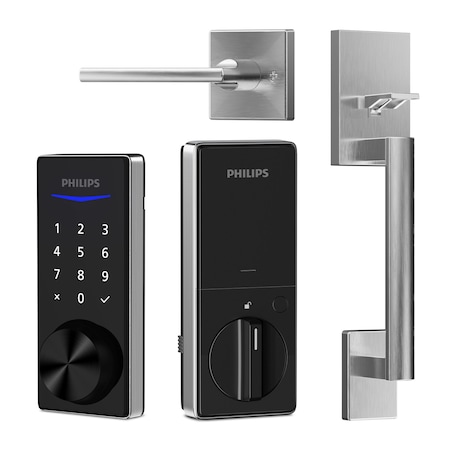 Philips Bluetooth Touchscreen Smart Deadbolt with Handle - Satin Nickel DDL240X15HBZHSL