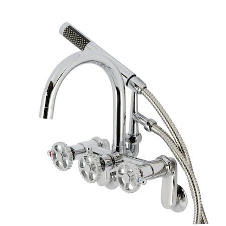 Kingston Brass 7-Inch Adjustable Wall Mount Clawfoot Tub Faucet, Polished Chrome AE8151CG