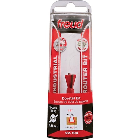 Freud 1/2'' x 1/2'' Dovetail Router Bit with 1/4'' Shank 22-104