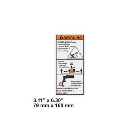 Jlg REPLACEMENT DECAL-DANGER SWINGING LOADS 1001207217