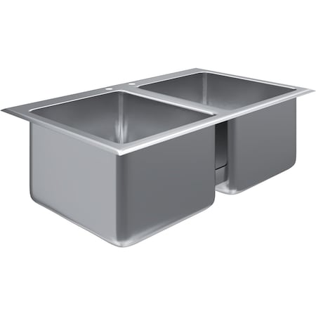 Amgood Stainless Steel 2 Compartment Drop-In Sink. Bowl 14 in. x 16 in. x 10 in. No Faucet SINK DIS S2C-141610-NF-Z