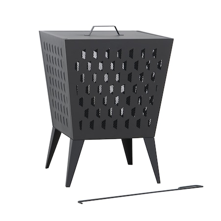 Sunjoy 18 in Steel Wood Burning Fire Pit with Poker and PVC Cover for Patio A301058510