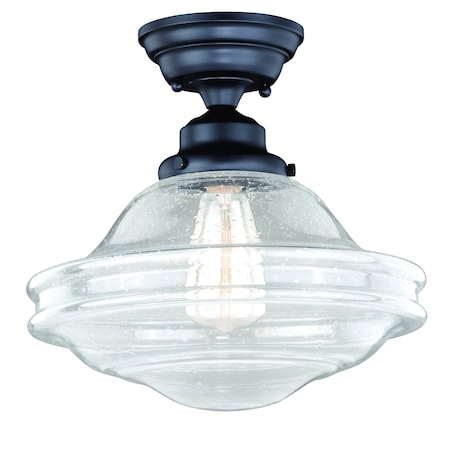 Vaxcel VAXCEL Huntley 12-in W Bronze Farmhouse Schoolhouse Semi Flush Mount Ceiling Light Clear Glass C0177