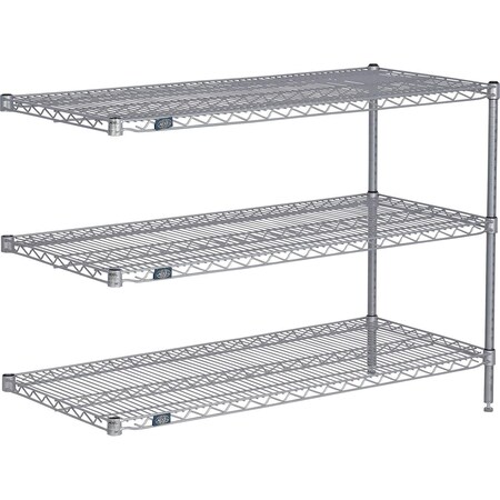 Global Industrial Nexel 3 Shelf, Nexelate Silver Epoxy Wire Shelving Unit, Add On, 72"W x 14"D x 34"H B3151931