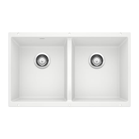 Blanco Precis SILGRANIT 29in 50/50 Double Bowl Undermount Kitchen Sink - White 516320