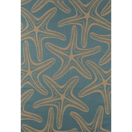 Standalone 9 x 13 ft. Plymouth Collection Starfish Flat Woven Indoor & Outdoor Area RugBlue ST897417