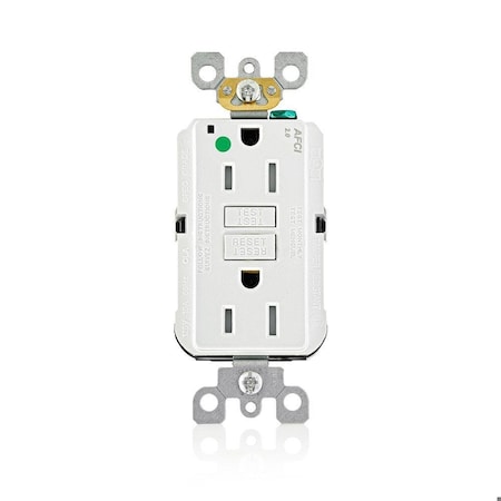 Leviton AFCI Receptacle 15A HG/TR White AFTR1-HGW